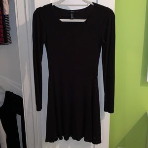 Black Long Sleeved Ribbed Dress